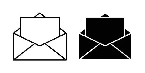 Open envelope icon symbol. Vector illustration pack in black color. Stock Illustration