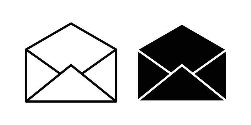 Open envelope icon thin line and clipart style vector set Stock Illustration