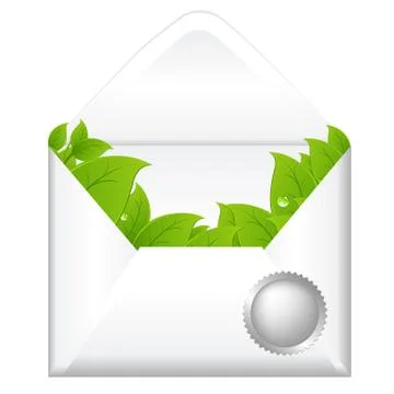 Open envelope with leaves Stock Illustration