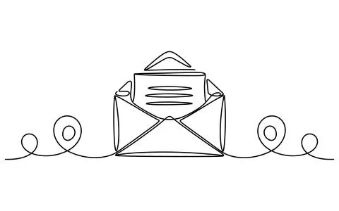 Open envelope with letter and decorative swirls Stock Illustration