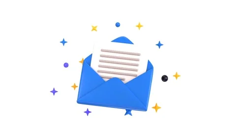 Open envelope with letter card 3d animation Stock Footage 312214062