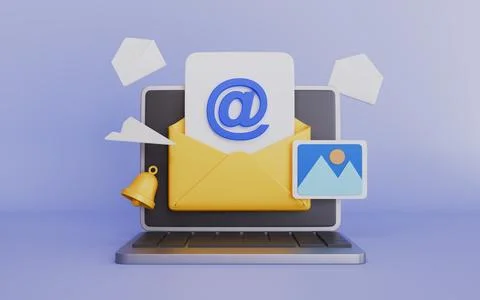 Open envelope with letter on computer, Sign up to mailing list 스톡 일러스트