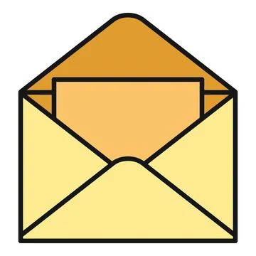 Open envelope with letter delivering message communication 库存插图