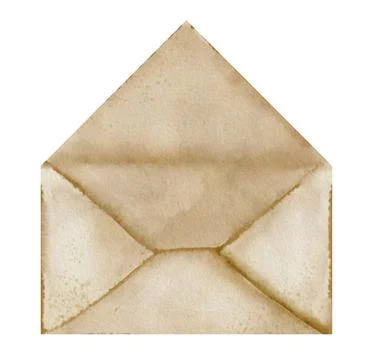 Open Envelope for Letter. Hand drawn watercolor illustration of old retro Stock Illustration