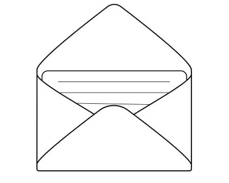 Open envelope with a letter inside - vector linear image for coloring. Stock Illustration