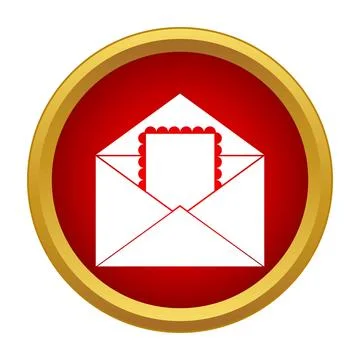 Open envelope with letter or postcard icon Stock Illustration
