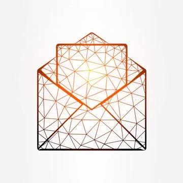 Open envelope with letter polygonal vector illustration isolated on white bac Stock Illustration