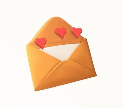 Open Envelope with love Message isolated vector 3d icon Stock Illustration