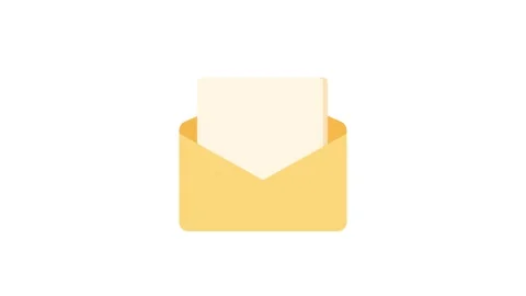 Open envelope mail animation with blank message card in flat minimal style .. 스톡 동영상 331989755