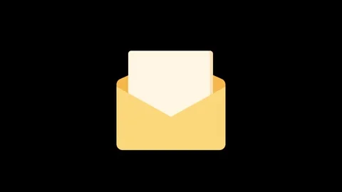 Open envelope mail animation with blank message card in flat minimal style .. Stock Footage 340408347