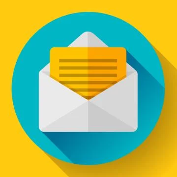 Open Envelope Mail Icon new letter message notification Flat 2.0 design style. Stock Illustration