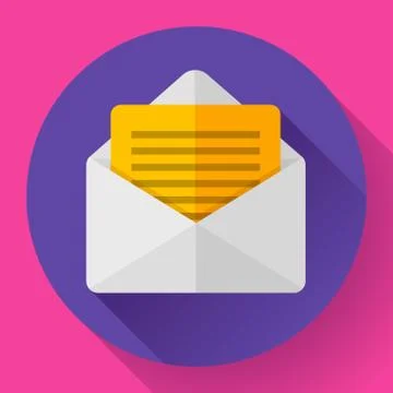 Open Envelope Mail Icon new letter message notification Flat 2.0 design style. 스톡 일러스트