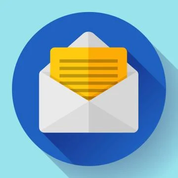Open Envelope Mail Icon new letter message notification Flat 2.0 design style. Stock-Illustration