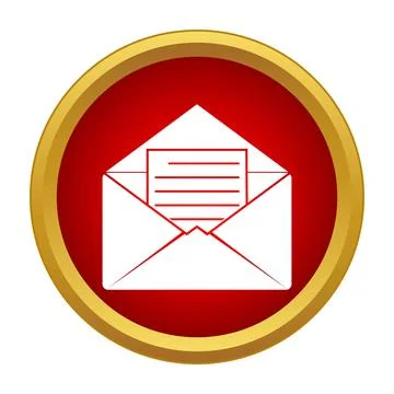 Open envelope mail message icon with red circle Stock Illustration
