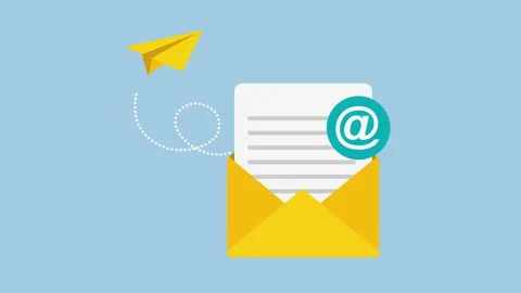Open Envelope with a newsletter inside 2d Animation with Alpha Matte Stock Footage 335607958