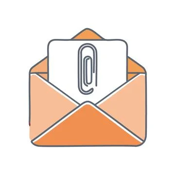 Open envelope with paperclip. Open envelope with a paperclip, symbolizing a.. Stock Illustration