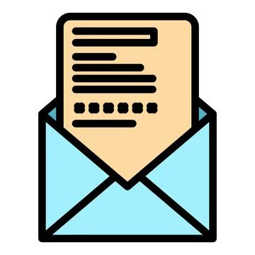 Open envelope password icon color outline vector Illustrazione stock
