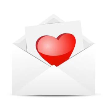 Open envelope with a red heart on a white background Stock Illustration