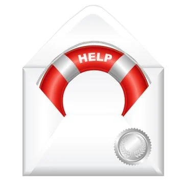Open envelope with red life buoy Stock Illustration
