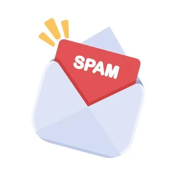Open envelope with a red SPAM message card representing unwanted emails Stock-Illustration