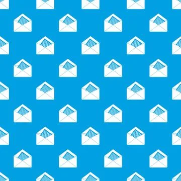Open envelope with sheet of paper pattern seamless blue イラスト素材