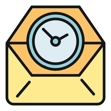 Open envelope showing clock icon communication deadline Illustrazione stock
