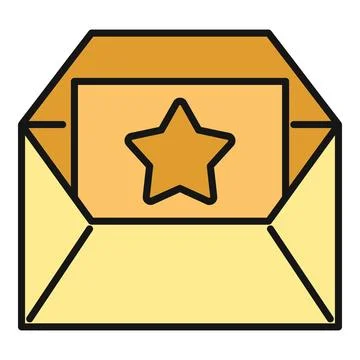 Open envelope showing a document with a star inside Illustration