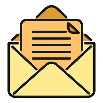 Open envelope showing letter, receiving business mail notification Stock Illustration