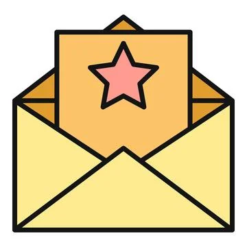 Open envelope with star message notification icon Stock Illustration
