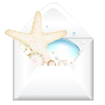 Open envelope with starfish Stock Illustration
