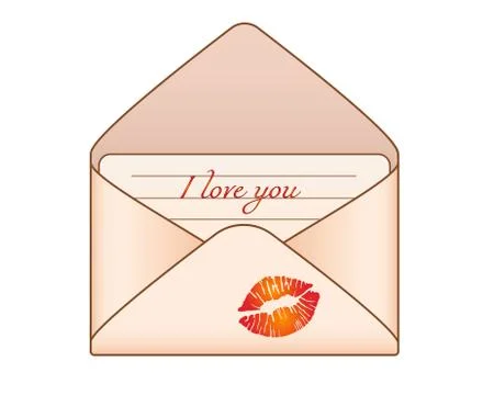 Open envelope with valentine card - vector full color picture. Stock Illustration