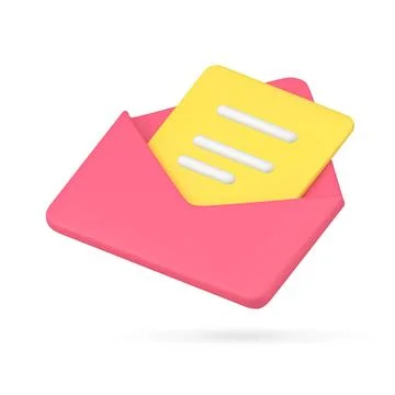 Open envelope yellow letter blank decorative isometric design 3d icon vector  Stock Illustration