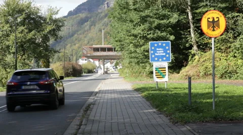 Open European border between Germany and the Czech Republic Stock Footage 68561546