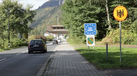 Open European border between Germany and the Czech Republic Stock Footage 68561682