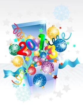 Open explore gift box for new year Stock Illustration