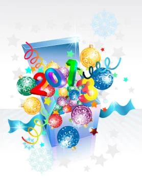 Open explore gift box for new year Stock Illustration