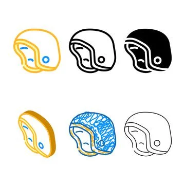 Open face helmet motorcycle pack color icon vector Stock Illustration