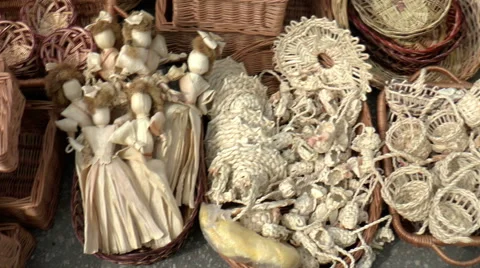 Open Fair Folk. Baskets made of wood. Stock Footage 40731892