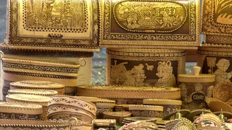 Open Fair Folk. Boxes Painted. Stock Footage 40731365