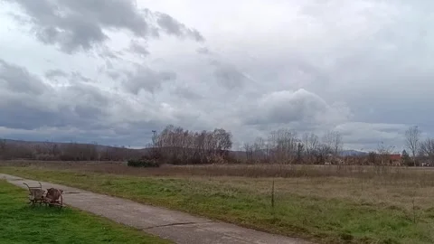 Open field with cloudy sky Video stock 292917584