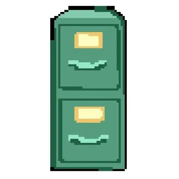 Open file cabinet pixel art vector illustration Stock Illustration