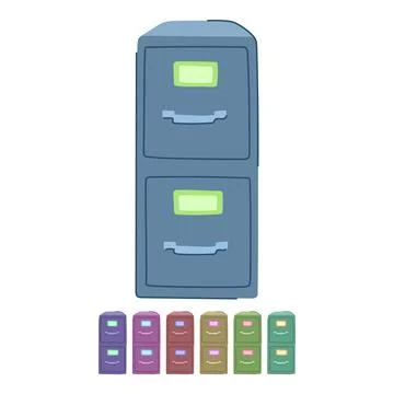 Open file cabinet vector cartoon graphic Stock-Illustration