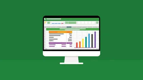 Open financial accounting on computer screen. arrow cursor clicking on spread Stock Footage 114735350