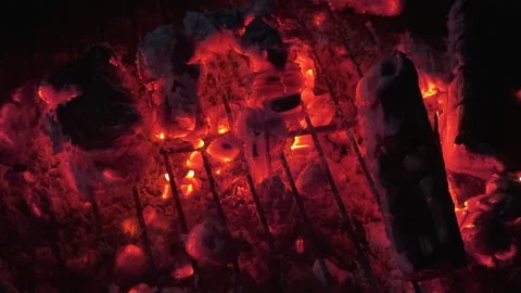 Open fire, burning logs. Background for outdoor cooking, camp kitchen. Stock-Footage 320613450