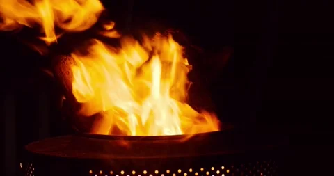 Open fire from a campfire in the dark Stock Footage 227008120