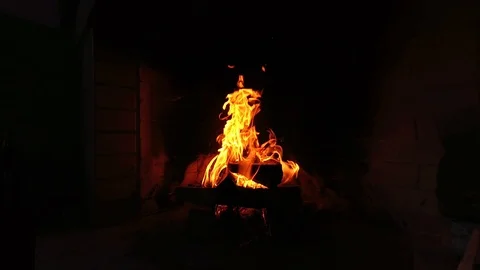 Open fire in the fireplace. Stock-Footage 124270821