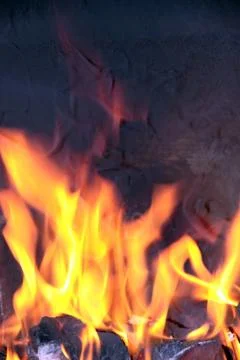 Open fire flames smoking Stock Photos