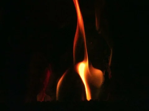 Open fire in an oven Stock Footage 84479415