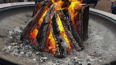 An open fireplace in the forest Stock Footage 293901935