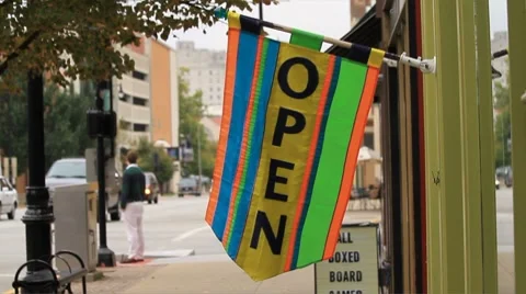 Open Flag sign Video stock 8767802